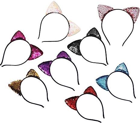 FRCOLOR Bandana 8 Pezzi Per Con Orecchie Di Gatto Fasce Per All'orecchio Fasce Da Donna Fasce Per Orecchie Glitterate Per Gatti Mancare Pelliccia Di Gatto