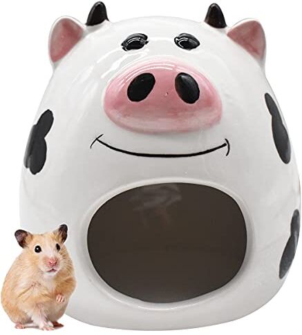 N\C NC Dwarf Hamster Hideaway DBAILY Hamster House Ceramic Adorable Small Animals Habitat Cartoon Shape Small Pet Ceramic Nest for Pets Small Animal Chinchilla Squirrel Gerbil (L)