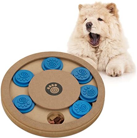 Relaxdays Gioco Interattivo per Cani e Gatti, Giocattolo Attivazione Mentale e Olfattiva, Dog Puzzle, MDF, Marrone Blu, 100% Fibra di Legno, 2,5x24,5 cm