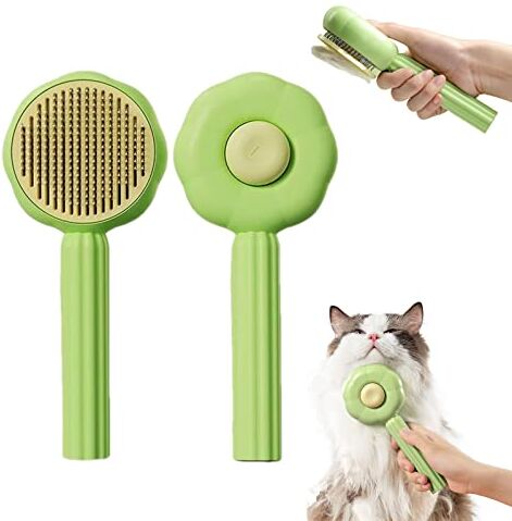 Generic Spazzola per la pulizia dei peli degli animali domestici, spazzola per la pettinatura degli animali domestici, spazzola per la toelettatura, spazzola per gatti autopulente (verde)