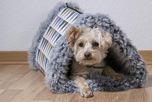 dobar Cuccia Pieghevole per Cani con Pelliccia, 85 x 50 cm, Colore: Grigio