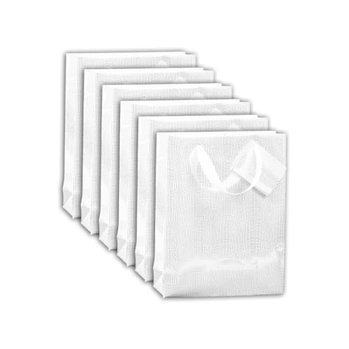 Clairefontaine Un set di 5 sacchetti regalo premium, formato medio, dimensioni: 17 x 6 x 22 cm, 170 g, motivo: uccelli bianchi, ideale per: libro tascabile, scatola di gioco, profumo