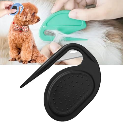 Rusopobe Pettine per annodare il cane, pettine per depilazione per massaggio del cane strumento per rimuovere i peli aggrovigliati e sciolti(Black,1pcs)