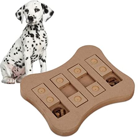 Relaxdays Gioco Interattivo per Cani e Gatti, Giocattolo Attivazione Mentale e Olfattiva, Dog Puzzle, MDF, Marrone, 100% Fibra di Legno, 2,5x24,5x20 cm