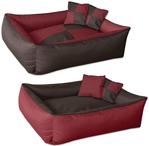 BedDog ® 2in1 Max Quattro Marrone/Rosso XXXL, 150x110 cm, Letto per Cane L Fino a XXXL, 8 Colori, Cuscino, Divano, Cestino per Cane