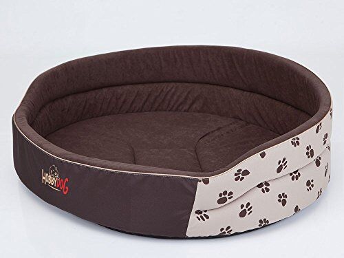 Hobbydog Dog Bed of Foam R5 64X50 cm Beige with Paws, L, Beige, 1.3 kg