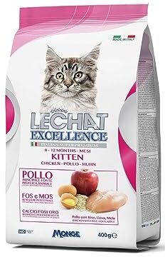 Monge LeChat Excellence Kitten Pollo Alimento per Gatti Cuccioli Crocchette Alimento Secco 1,5 kg