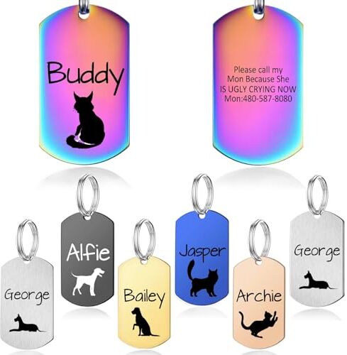 Generic Medaglietta per cani e gatti, medaglietta per cani e gatti, con molti design unico e carino, medagliette personalizzate in acciaio inox per cani, gilet, imbracature