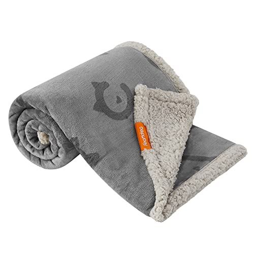 Feandrea Coperta Impermeabile per Cani, Coperta Animali Domestici in Sherpa per Cani di Piccola e Media Taglia, Gatti, 127 x 101 cm, L, Coprisedile Reversibile Lavabile in Lavatrice, Grigio