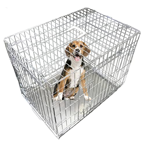 Ellie-Bo Cucciolo del Cane Gabbia Pieghevole Crate 2 Porta con Non-Chew Vassoio di Metallo Piccolo Argento da 24 Pollici