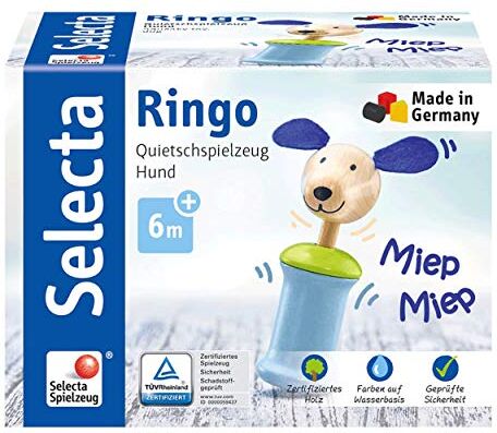 Selecta Ringo il cane, da afferrare con gomma che squittisce, 12 cm,