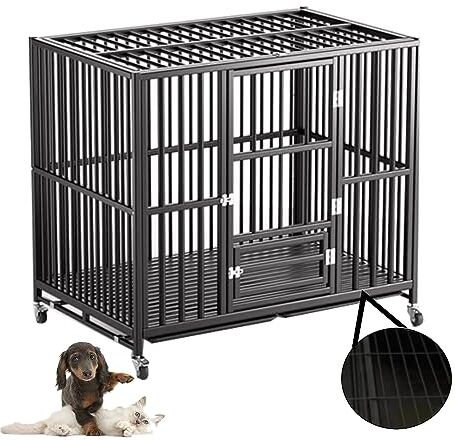 PPGE HOME Grande Pieghevole Dog Casse, con Ruote Anti-Morso, Vassoio Estraibile, per Uso Interno Ed Esterno, per Cane Cani di Taglia Medio/Piccola/Grande(Size:L(71X50X65cm,Color:A)