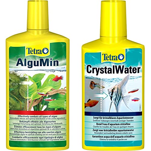 Tetra AlguMin 500 ml, Combatte efficacemente ogni tipologia di alghe & CrystalWater 250 ml, Elimina in Modo Facile e Veloce l'Intorbidimento dell'Acqua dell'Acquario