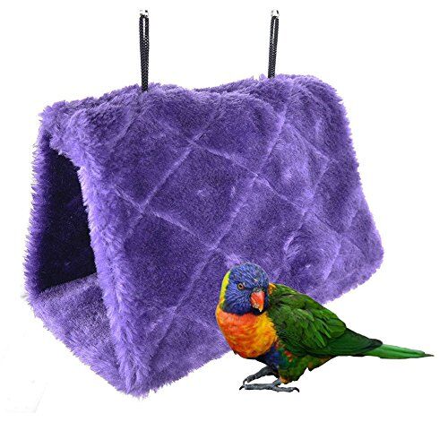 Bello Luna Nido d'uccello Viola Pappagallo Nido Animale Domestico Inverno Caldo Amaca Appendere Grotta Gabbia Peluche Felice capanna Tenda (S)