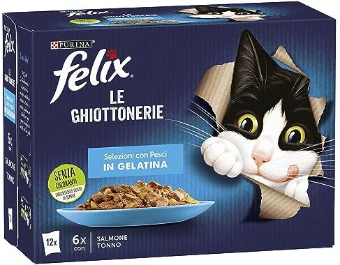 Felix Purina   Le Ghiottonerie Cibo Umido Per Gatti Selezioni Con Pesci 12x85g, 1020g