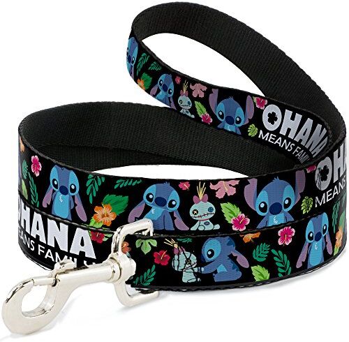 Buckle-Down Buckle Down "Ohana Means Family/Stitch & Scrump Poses/Tropical Flora Multi Color Pet Leash, 6 'x 1/5,1 cm