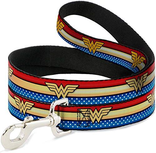 Buckle-Down Buckle Down dl-6ft-www040-w Rosso/Oro/Blu/Bianco Wonder Woman Pet Leash, 6 Piedi Long-1.5 "Wide