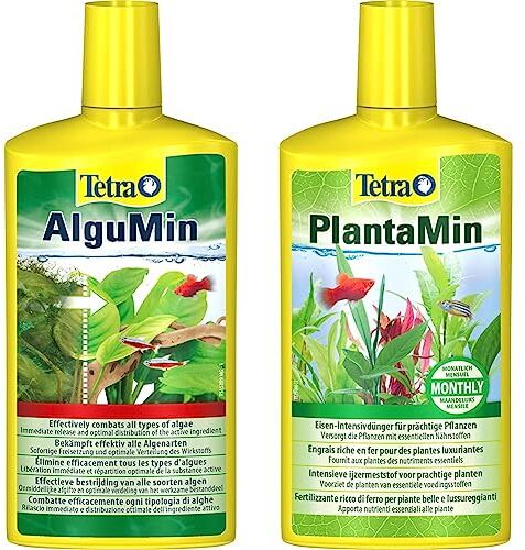 Tetra AlguMin 500 ml, Combatte efficacemente ogni tipologia di alghe & PlantaMin 500 ml, Sostanze Nutritive Fondamentali, per una Colorazione Verde e Rossa Intensa delle Foglie