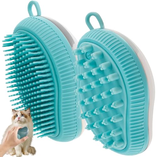 OSPALEM 2 pezzi di toeletta per animali domestici Spazzola da bagno per shampoo in silicone per pet shampoo con distributore di sapone comodo pennello per cane da bagno silicone