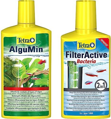 Tetra AlguMin 500 ml, Combatte efficacemente ogni tipologia di alghe & FilterActive 250 ml Contiene Batteri Vivi che Attivano il Filtro e Batteri