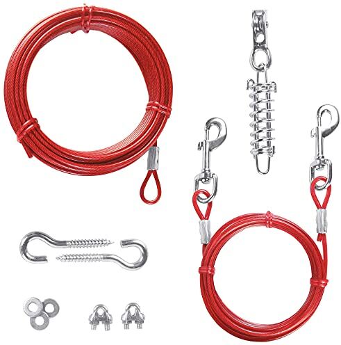 Trixie Cavo con puleggia Tie out, 15 m, Colore: Rosso