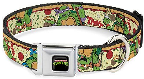 Buckle-Down Buckle Down Cintura di Sicurezza Tartarughe Ninja Turtle Pizza Classic Collare, 2,5 cm x 11 – 43,2 cm/Medium