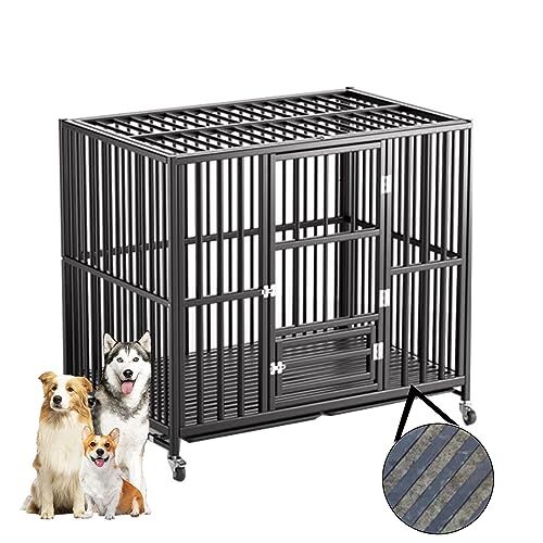 PPGE HOME Grande Pieghevole Dog Casse, con Ruote Anti-Morso, Vassoio Estraibile, per Uso Interno Ed Esterno, per Cane Cani di Taglia Medio/Piccola/Grande(Size:XXL(110X67X95cm),Color:B)