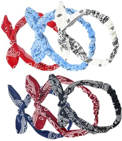 POPETPOP 6 Pezzi per orecchie da coniglio bandana rossa scrunchy dell'orecchio del coniglietto anelli per con nodo a fiocco sciarpa per con nodo a fiocco