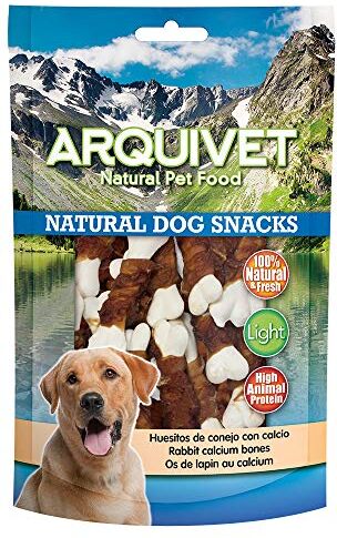 Arquivet Ossa di coniglio al calcio 100 gr Snack 100% naturali per cani prelibatezze per cani Prodotto leggero Molto ricco di sostanze nutritive