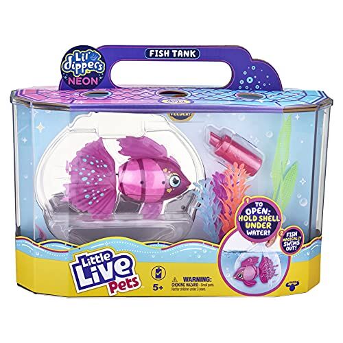 Little Live Pets Lil' Dippers acquario Splasherina Pesci e acquario giocattolo interattivo Prende vita magicamente nell'acqua Nutri e nuota come un vero pesce