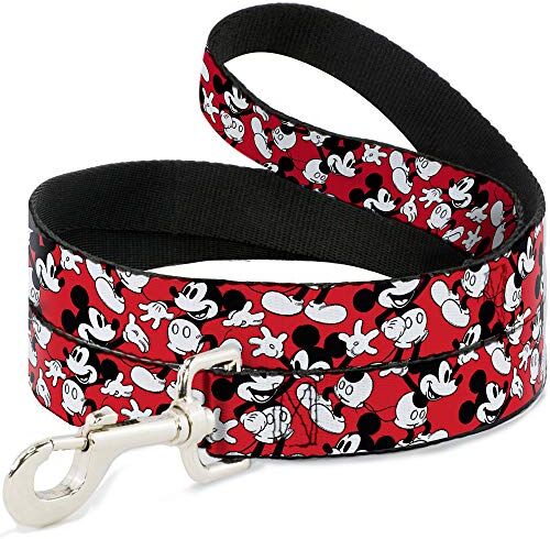 Buckle-Down Guinzaglio per Animali Domestici – Topolino Posa sparsi Rosso/Nero/Bianco, Poliestere, Multicolore, 6' L-1.5" W