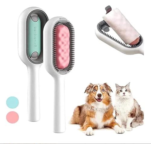 Generico Spazzola 3 in 1 Massaggio Togli Pelucchi Pettine Cani Gatti, Facile Usare Aggiungere Salviette Pulizia, Silicone Massaggiare Cane Gatto Animali Domestici, NO manto corto