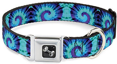 Buckle-Down Collare per Cani con Fibbia per Cintura di Sicurezza, Colore Viola/Blu, Larghezza 2,5 cm, Adatto per Collo da 38,1 a 66 cm, Taglia L