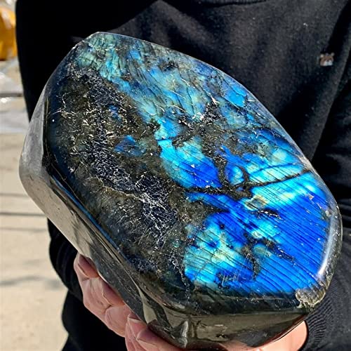 LABDIP decorazione della stanza 1pc quarzo cristallo naturale grande pietra labradorite ， esemplari di grezzo, pietra naturale, pietra colorata paesaggio acquario (Size : 300-350g)