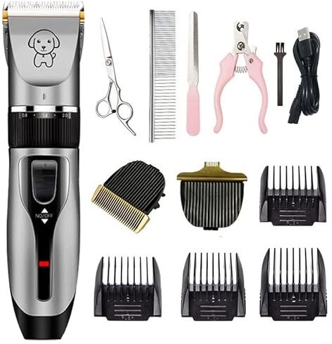 ELroal For Gatti Cani Cavalli Tosatrice Professionale Set Portatile per la Cura degli animali Domestici Ricaricabile Con 4 pettini e Barbiere Ricarica Rapida Kit Pet Care (Color : Black)