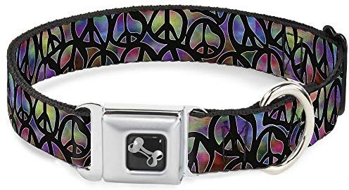 Buckle-Down Buckle Down dc-w31330-l Cintura di Sicurezza Collare di Cane, Grande, Mini Peace Cuori Fucsia/Bianco