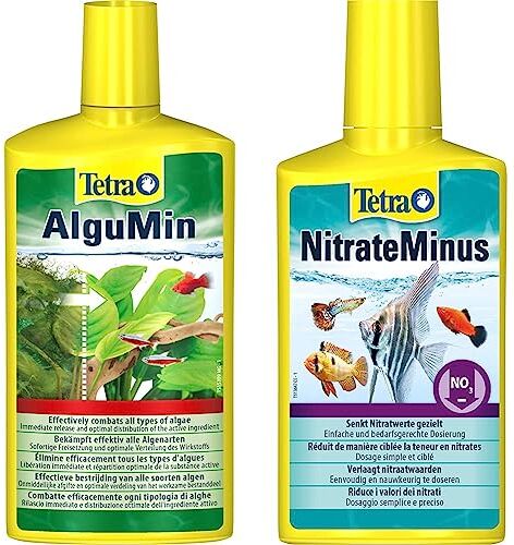 Tetra AlguMin 500 ml, Combatte efficacemente ogni tipologia di alghe & NitrateMinus 250 ml, Riduce il Nitrato Nutritivo delle Alghe