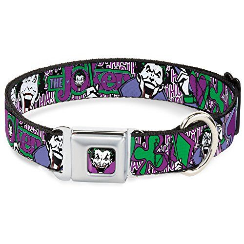 Buckle-Down Buckle Down  Cintura di Sicurezza Cane Collare, Medio, Joker Face/Logo/Picche Nero/Bianco/Viola