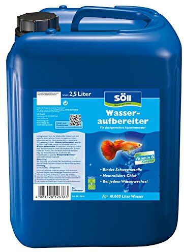 Söll 12636 Aqua 2,5 litri per 10.000 litri di acqua dell'acquario – Pulizia dell'acqua per acqua di rubinetto in acquari d'acqua dolce grazie al legame di sostanze nocive e vitamine aggiuntive