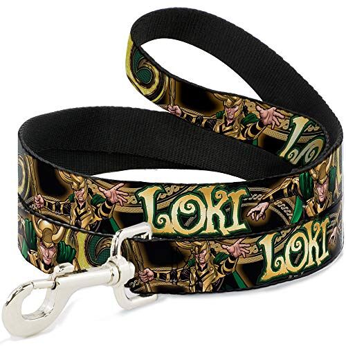 Buckle-Down Pet Leash-Loki Poses Black/Gold/Green-6 Feet Long-1" Wide guinzagli per Cani, Nylon, Multicolore, 1.8 m (Pack of 1)