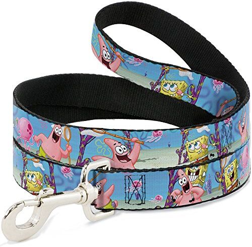 Buckle-Down Buckle Down "Spongebob & Patrick Starfish Jellyfishing Scene Pet Leash, 6 " -1/5,1 cm