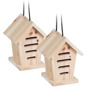 Relaxdays Casetta per Coccinelle, Set da 2 Case in Legno Grezzo da Appendere in Giardino, Hotel per Insetti, Naturale Relaxdays Casetta per Coccinelle, Set da 2 Case in Legno Grezzo da Appendere in Giardino, Hotel per Insetti, Naturale