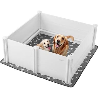 VEVOR Cassetta per Parto di Cani da 1220 x 1220 x 460 mm Recinto per Cuccioli al Chiuso con Porta Regolabile in Altezza e Tappetino Lavabile per Pipì, per Cani di Grossa Taglia, Bianco Latte VEVOR Cassetta per Parto di Cani da 1220 x 1220 x 460 mm Recinto per Cuccioli al Chiuso con Porta Regolabile in Altezza e Tappetino Lavabile per Pipì, per Cani di Grossa Taglia, Bianco Latte
