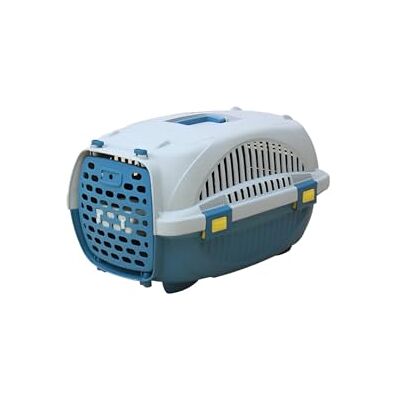Lanco Trasporto di gatti e cagnolini. Portatile e traspirante di plastica. Animali domestici per cani da gatto. Materiale resisting. 60x40x43cm. Bianco e blu. Lanco Trasporto di gatti e cagnolini. Portatile e traspirante di plastica. Animali domestici per cani da gatto. Materiale resisting. 60x40x43cm. Bianco e blu.