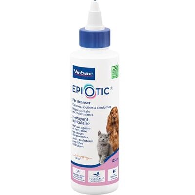 Virbac Epiotic Detergente Auricolare per Cani e Gatti, 125 ml Detergente auricolare lenitivo a pH neutro: rimuove sporco e cerume, neutralizza gli odori e supporta l'igiene. Virbac Epiotic Detergente Auricolare per Cani e Gatti, 125 ml Detergente auricolare lenitivo a pH neutro: rimuove sporco e cerume, neutralizza gli odori e supporta l'igiene.