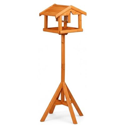 Relaxdays Mangiatoia per Uccelli con piedistallo in Legno d'abete, s Falda, per Giardino e terrazza, Arancio, 117x50x50 Relaxdays Mangiatoia per Uccelli con piedistallo in Legno d'abete, s Falda, per Giardino e terrazza, Arancio, 117x50x50