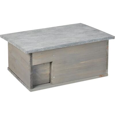 Relaxdays Casetta per Ricci, Resiste alle Intemperie, Anti Predatori, Rifugio per Roditori, 21x46x34 cm, Legno, Grigio Relaxdays Casetta per Ricci, Resiste alle Intemperie, Anti Predatori, Rifugio per Roditori, 21x46x34 cm, Legno, Grigio