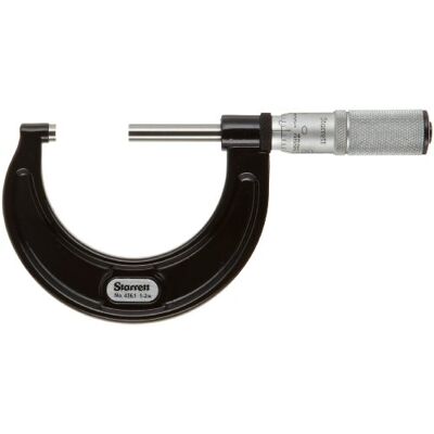 Starrett 436.1 fl-2 fuori micrometro, attrito thimble, dado di bloccaggio, 1 – 5,1 cm Range, 0 cm "Graduation, +/-precisione Starrett 436.1 fl-2 fuori micrometro, attrito thimble, dado di bloccaggio, 1 – 5,1 cm Range, 0 cm "Graduation, +/-precisione