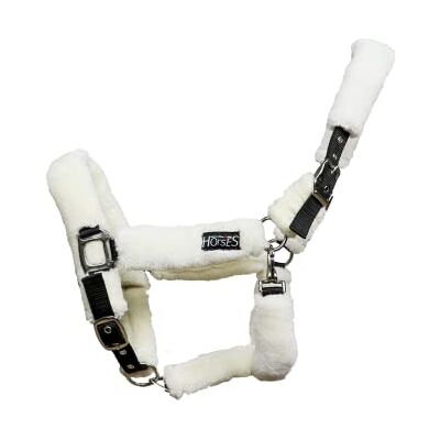 Horses , Cavezza In Nylon Soft Fluffi, con Rivestimento in Pelo Sintetico, per Cavalli Sensibili, Adatta ai Viaggi in Trailer (Pony, Beige) Horses , Cavezza In Nylon Soft Fluffi, con Rivestimento in Pelo Sintetico, per Cavalli Sensibili, Adatta ai Viaggi in Trailer (Pony, Beige)