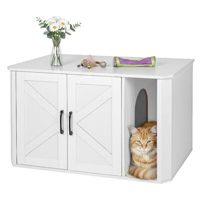 Relaxdays Armadio per lettiera con Ingresso e Tappetino, nasconde la lettiera, Bianco, 50x85x49 cm Relaxdays Armadio per lettiera con Ingresso e Tappetino, nasconde la lettiera, Bianco, 50x85x49 cm